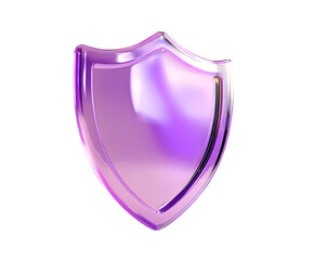 A captivating purple shield shimmers against a black backdrop, its sleek, futuristic design hinting at protection and digital security, transparent background