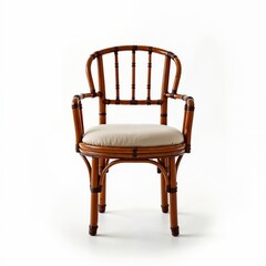 French Indochine bamboo salon chair, isolated on white background, copy space
