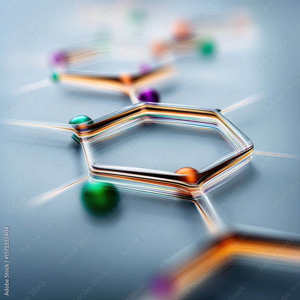 Poster subtle concentric hex ring network structure