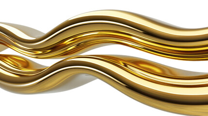 Elegant Gold Waves Flowing Smoothly Across A Transparent Background With Shiny And Reflective Texture
