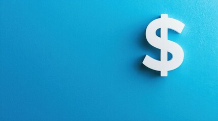 Obraz premium White dollar sign on blue background.