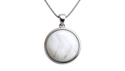 White stone pendant necklace isolated on transparent background