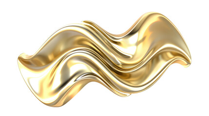 Elegant Golden Wave Design in a Fluid Shape with Smooth Curves and Reflective Texture