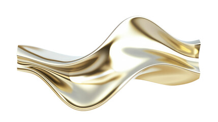 Elegant Golden Wave Shape with Smooth Curves and Fluid Motion on Transparent Background