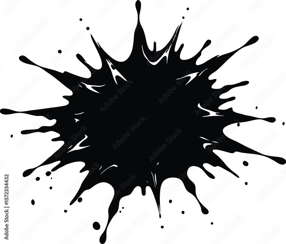 Poster vector art of a bold black ink splash, creating a dynamic and abstract design element