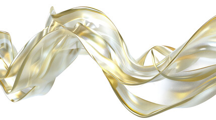 Flowing Transparent Ribbon with Golden and Silver Tints Creating an Elegant Wave Motion