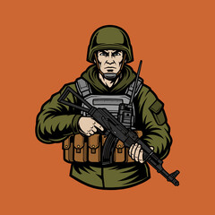 cartoon illustration of a soldier