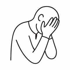 Person Hiding Face in Hands - Overwhelmed, Sadness, Shame, Anxiety, and Mental Health Distress Concept Icon