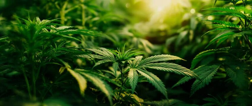 marijuana farming industry, greenhouse plants. Cannabis harvesting, marijuana planting, and other activities. 