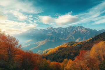 Beautiful landscape of mountains during autumn