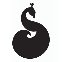 Stylized silhouette of peacock vector illustration for an icon ,t-shirt and peacock template logo	