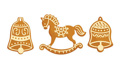 Beautiful Vintage Christmas Ornaments Featuring a Charming Bells and Rocking Horse Design