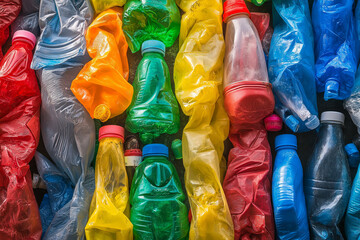 Crushed plastic bottles for recycling
