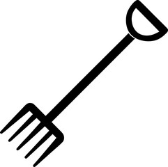 Garden Rake Tool Icon Black and White