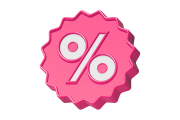 Percentage icon sign or percent message icon 3d rendering