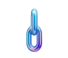 3D Chain link icon with blue and purple hues, symbolizing connection and unity. 3d illustration