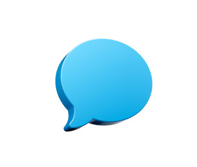 3D Blue chat icon, symbolizing messaging, communication and conversation. 3d illustration