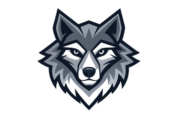 A stylized wolf head stares intently, showcasing a monochromatic color palette and bold outline