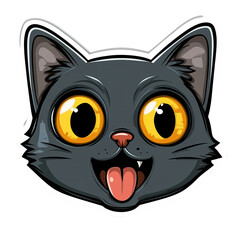 Playful Cartoon Cat Head, Isolated on Transparent PNG, Vector Illustration