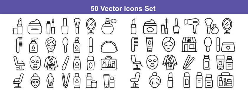 Vector Icons Set: Food, Delivery, and Restaurants