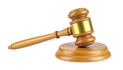 Wooden gavel isolated on transparent background