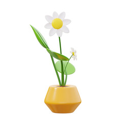 green and yellow Houseplants 3D Icon Illustration