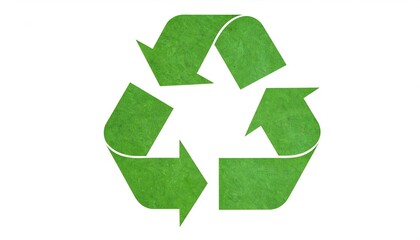 Obraz premium Green recycle symbol paper isolated on white background