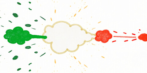 Abstract Green and Red Cloud Collision A Dynamic and Energetic Visual Representation of Opposing Forces