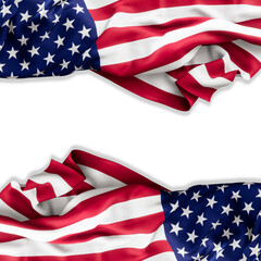Waving American Flag on Transparent  Background Symbolizing Patriotism and Unity. USA Flag