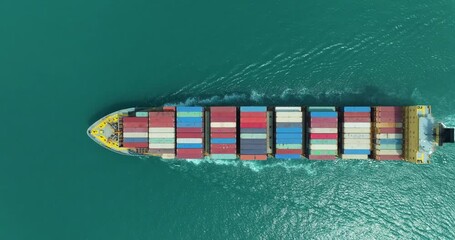 shipping cargo logistics concept, containers ship sailing in sea to import and export international goods, global business and industry in maritime transportation 4k, video - Powered by Adobe