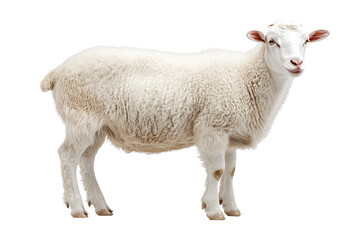 Naklejka premium White Sheep Profile, Isolated on Transparent PNG, Farm Animal Stock Image