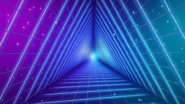 Neon Triangle Tunnel Psychedelic 80s Retro Synthwave Background
