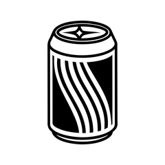 Stylized black and white soda can icon isolated on white background