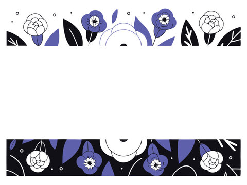 Floral border design with a decorative arrangement of flowers and leaves vector illustration