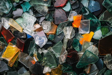 Background of recycle pieces of broken glass