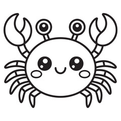 Cute Kawaii Crab with Claws – Fun Beach Ocean Animal Coloring Page