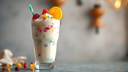 A refreshing glass of falooda, a popular indian dessert drink
