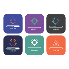 App Loading Icons Six Colorful Progress Bar and Loading Animations for Mobile Interface Design