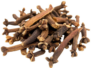 Dried Cloves Spice Pile, Isolated on Transparent PNG, Aromatic, Rich Brown Tones