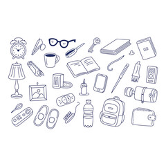 Hand drawn Doodle Collection Everyday Objects Simple Line Art Cozy and Casual Mood