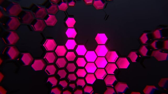Pink Cyber ​​Abstraction with Hexagons Background VJ Loop in 4K