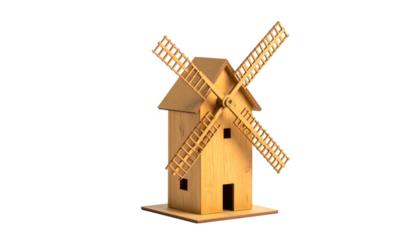 Wooden windmill model illustration isolated on transparent background