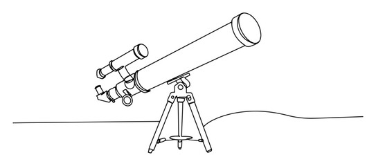 telescope on tripod line art vector