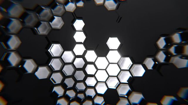 White Cyber ​​Abstraction with Hexagons Background VJ Loop in 4K