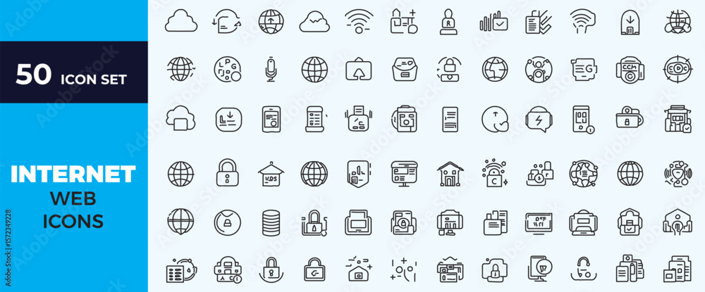 Poster internet technology icon set with wifi router computer smartphone tablet laptop and network symbols 