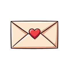 Envelope with heart icon, romantic message illustration for Valentine's Day