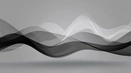 Grayscale abstract waves with clear layered shapes and a gentle motion feel