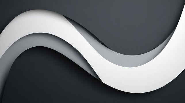 Minimalist modern wave design with soft grey flow and dark dynamic backdrop - Powered by Adobe