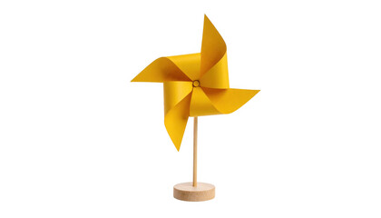 Yellow paper pinwheel isolated on transparent background