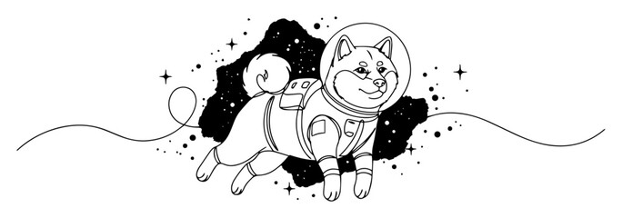 Obraz premium dog in space suit floating